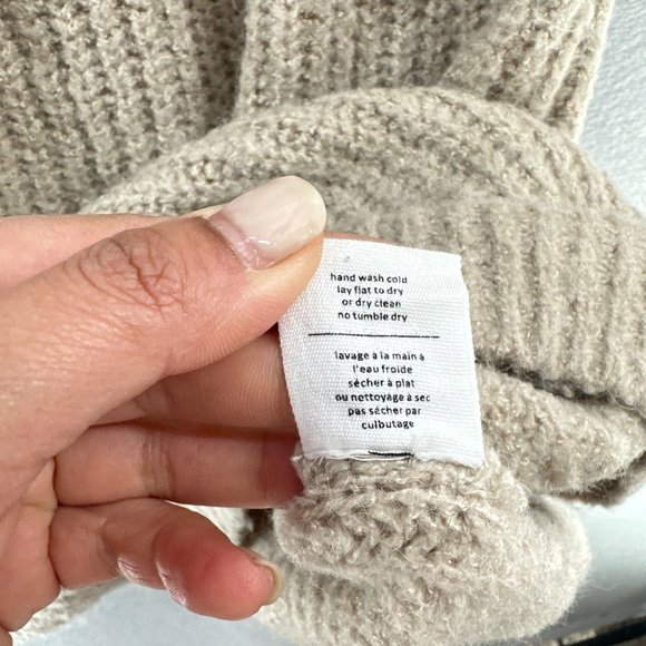 Oak + Fort Womens Sweater Dress Small Beige Tunic High Neck Casual Relaxed Fit - Picture 11 of 16